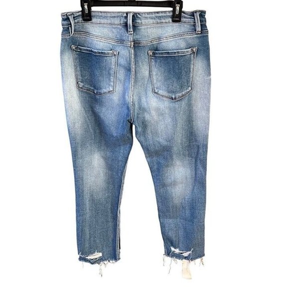 Kancan Women's Size 33 Distressed Raw Hem Roll Cuff Straight Leg Jeans - Picture 2 of 9